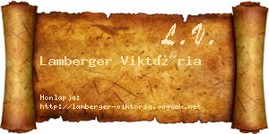 Lamberger Viktória névjegykártya